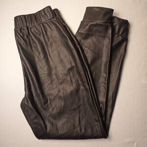 Juicy Couture Faux Leather Joggers Size S High Waist Black Color Streetwear